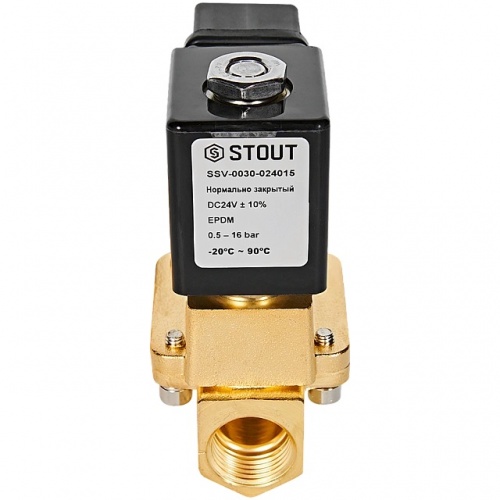 STOUT Клапан соленоидный (электромагнитный), непрямого (пилотного) действия, НЗ, 24В, G1/2, EPDM купить в интернет магазине Санрай73