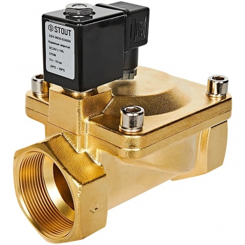 STOUT Клапан соленоидный (электромагнитный), непрямого (пилотного) действия, НЗ, 24В, G2, EPDM купить в интернет магазине Санрай73
