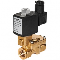 STOUT Клапан соленоидный (электромагнитный), непрямого (пилотного) действия, НО, 220В, G1/2, EPDM