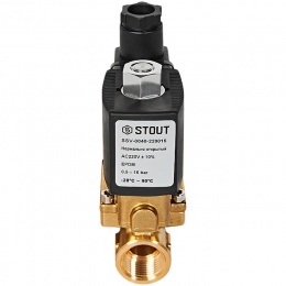 STOUT Клапан соленоидный (электромагнитный), непрямого (пилотного) действия, НО, 220В, G1/2, EPDM