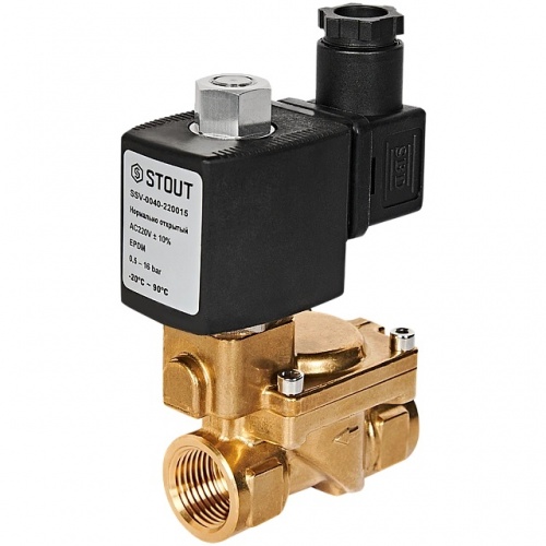 STOUT Клапан соленоидный (электромагнитный), непрямого (пилотного) действия, НО, 220В, G1/2, EPDM купить в интернет магазине Санрай73