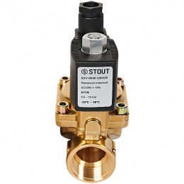 STOUT Клапан соленоидный (электромагнитный), непрямого (пилотного) действия, НО, 220В, G1, EPDM