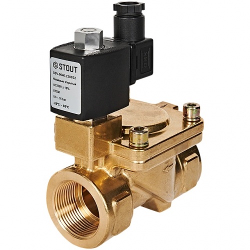 STOUT Клапан соленоидный (электромагнитный), непрямого (пилотного) действия, НО, 220В, G1 1/4, EPDM купить в интернет магазине Санрай73