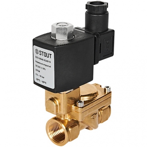 STOUT Клапан соленоидный (электромагнитный), непрямого (пилотного) действия, НО, 24В, G1/2, EPDM купить в интернет магазине Санрай73