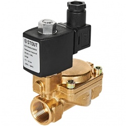 STOUT Клапан соленоидный (электромагнитный), непрямого (пилотного) действия, НО, 24В, G3/4, EPDM