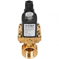 STOUT Клапан соленоидный (электромагнитный), непрямого (пилотного) действия, НО, 24В, G1, EPDM
