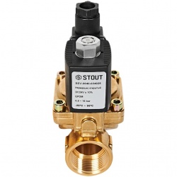 STOUT Клапан соленоидный (электромагнитный), непрямого (пилотного) действия, НО, 24В, G1, EPDM