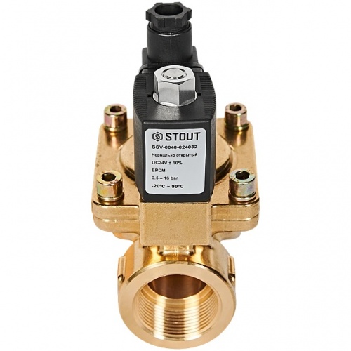 STOUT Клапан соленоидный (электромагнитный), непрямого (пилотного) действия, НО, 24В, G1 1/4, EPDM купить в интернет магазине Санрай73