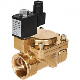 STOUT Клапан соленоидный (электромагнитный), непрямого (пилотного) действия, НО, 24В, G1 1/2, EPDM