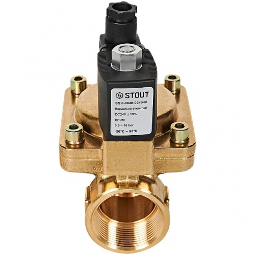 STOUT Клапан соленоидный (электромагнитный), непрямого (пилотного) действия, НО, 24В, G1 1/2, EPDM купить в интернет магазине Санрай73