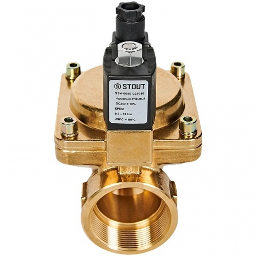 STOUT Клапан соленоидный (электромагнитный), непрямого (пилотного) действия, НО, 24В, G2, EPDM купить в интернет магазине Санрай73