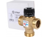 Термостатический смесительный клапан для систем отопления и ГВС STOUT 1 1/4"  НР 30-65°С KV 3,5, центральное смешивание