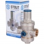 Редуктор давления поршневой под манометр 1/2"вр Stout PN25, 1-5.5 бар