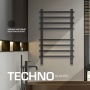 SHQ-T2QQ-008050 STOUT полотенцесушитель элекрический TECHNO quadro 80*50 Черный матовый