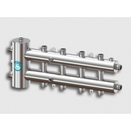 Гидравлический разделитель с коллектором Север R-M5 Aisi горизонтальный до 70 кВт, 5 контуров, нержа