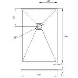 Душевой поддон Veconi прямоугольный Tezeo wood 1000x800x30 мм черный