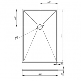 Душевой поддон Veconi прямоугольный Tezeo wood 1200x800x30 мм черный