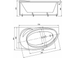 Ванна 170х97 акриловая Бетта Акватек правая с панелью+гидромассаж+массаж спины