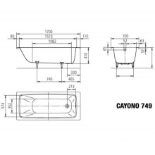 Ванна стальная KALDEWEI CAYONO 170х70x41+easy-clean mоd.749