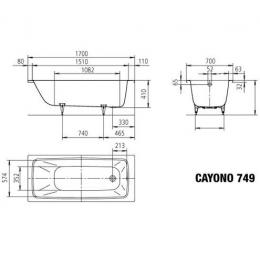 Ванна 170х70x41 стальная KALDEWEI CAYONO +easy-clean mоd.749