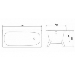 Ванна 170х70x39 стальная Loranto с ножками
