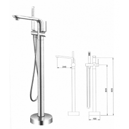 Смеситель для ванны напольный Radomir Альма Chrome, излив, ручной душ, хром