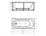 Ванна 160х70 акриловая Оберон пустая без фр. экрана Акватек