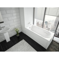 Ванна 170х80 акриловая Леда пустая с фр. экр (слив слева) Акватек + бок. панель слева + смес Кобра