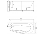 Ванна 160х75 акриловая Пандора правая + каркас + сифон + экран Акватек