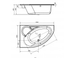 Ванна асимметричная KALIOPE 153x100, правая,белый (P-WA-KALIOPE*153-RNL)