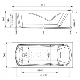 Ванна 167х70 акриловая Radomir Сильвия, фронтальная панель, каркас разборный
