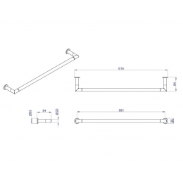 Полотенцедержатель трубчатый одинарный 58 см AZARIO FORNY