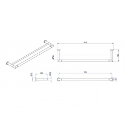 Полотенцедержатель трубчатый двойной 58 см AZARIO FORNY