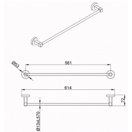 Полотенцедержатель трубчатый одинарный 58 см NESSY