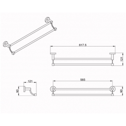 Полотенцедержатель трубчатый двойной 58,5 см AZARIO NESSY