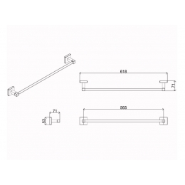 Полотенцедержатель трубчатый одинарный 58 см AZARIO RINA
