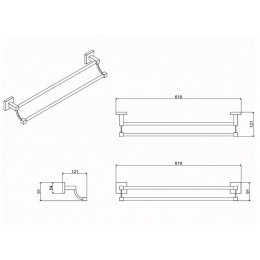 Полотенцедержатель трубчатый двойной AZARIO RINA