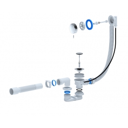 Сифон EM602 для ванны Ани 1 1/2*40 полуавтомат 720 мм  (ручка металл)