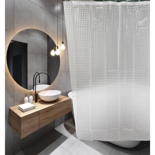 Штора для ванной Santrek Home 180х180 PEVA 30002 с кольцами, прозрачный 3D, П215 купить в интернет магазине Санрай73
