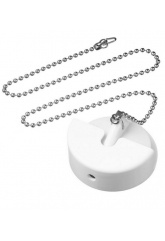 Пробка для ванны ТЭП с латунной цепочкой 50см с держателем ПП, белый