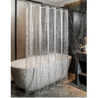 Штора для ванной Santrek Home 180х180 PEVA MS1001 с кольцами, 3D прозрачный