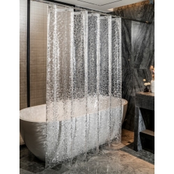 Штора для ванной Santrek Home 180х180 PEVA MS1001 с кольцами, 3D прозрачный