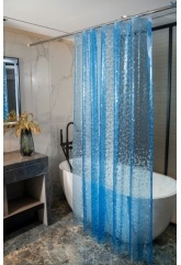Штора для ванной Santrek Home 180х180 PEVA MS1002 с кольцами, 3D голубой