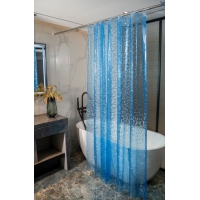 Штора для ванной Santrek Home 180х180 PEVA MS1002 с кольцами, 3D голубой