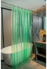 Штора для ванной Santrek Home 180х180 PEVA MS1003 с кольцами, 3D зеленый
