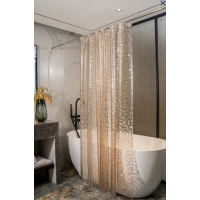 Штора для ванной Santrek Home 180х180 PEVA MS1004 с кольцами, 3D бежевый
