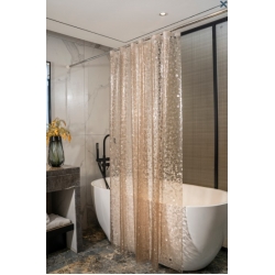 Штора для ванной Santrek Home 180х180 PEVA MS1004 с кольцами, 3D бежевый