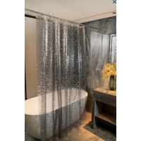 Штора для ванной Santrek Home 180х180 PEVA MS1005 с кольцами, 3D серый