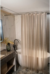 Штора для ванной Santrek Home 180х180 PEVA MS1009 с кольцами, 3D бежевый