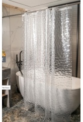 Штора для ванной Santrek Home 180х180 PEVA MS1017 с кольцами, 3D прозрачный